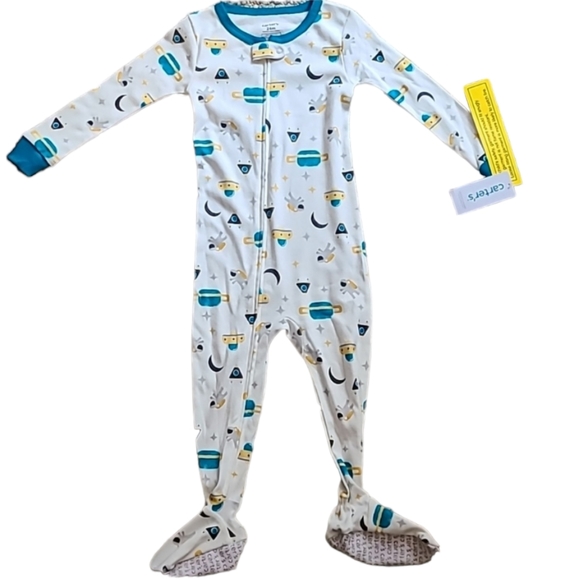 CARTER'S BRAND BOYS ONE PIECE SPACE PAJAMAS WITH FEET SIZE 24 MONTHS - Picture 1 of 8